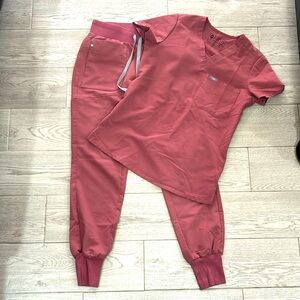 Figs Mauve set XXS top XS jogger